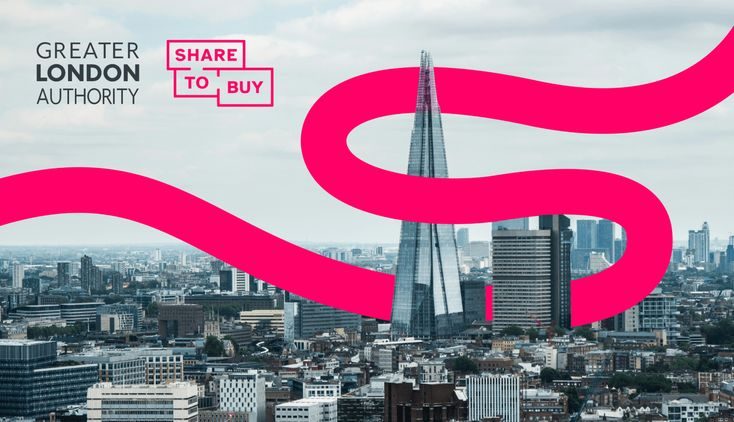 Visuel Greater London Authority avec un fil rose serpentant sur une vue de Londres