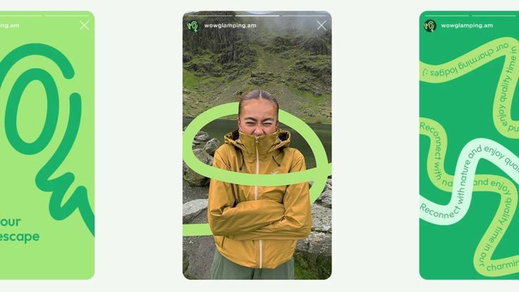 Trois stories Instagram vertes avec un fil qui porte le texte